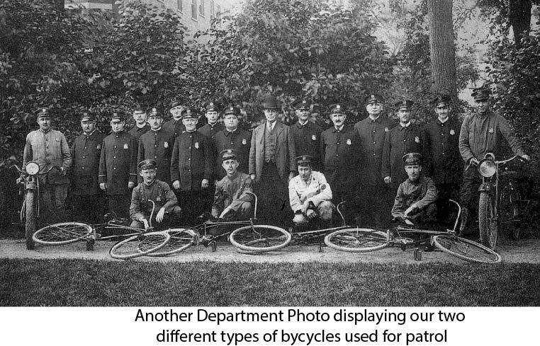 Department photo displaying the two different types of bicycles used for patrol