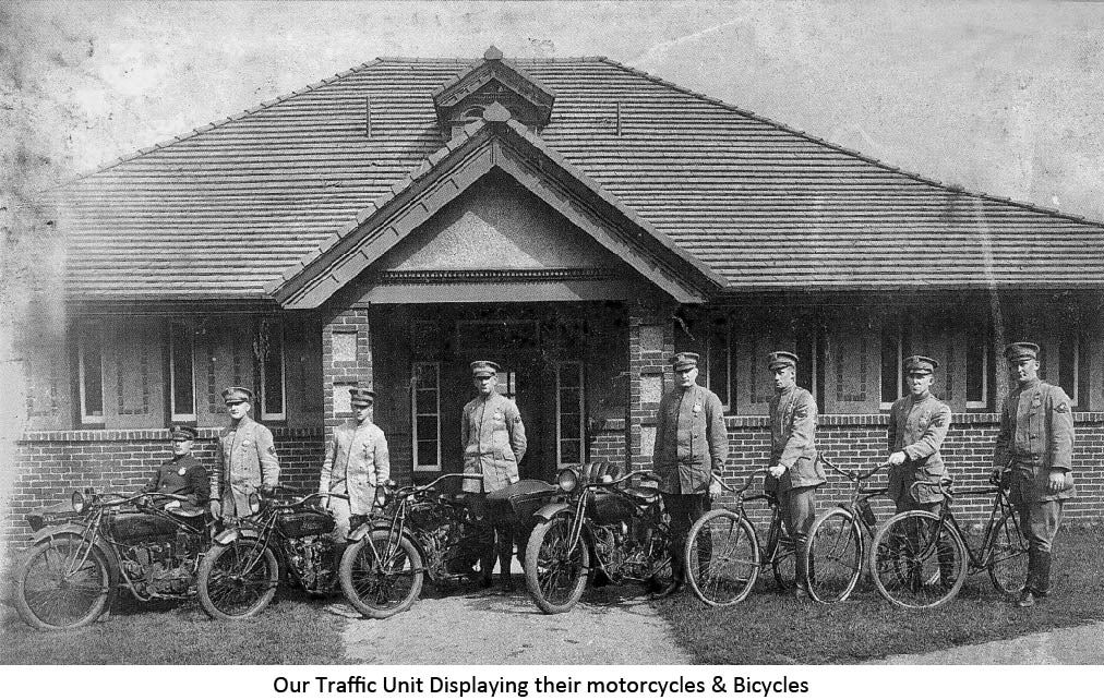 Traffic unit displaying their motorcycles and bicycles